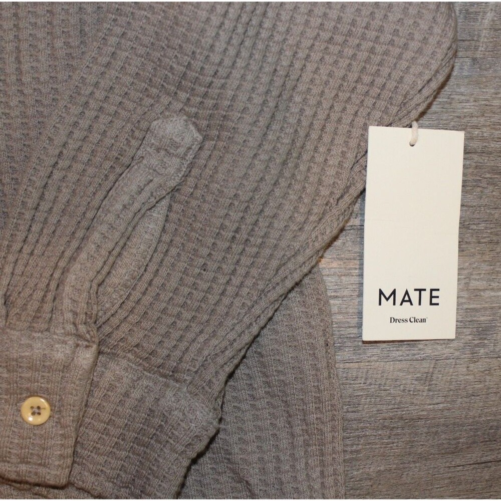 MATE THE LABEL Women’s Organic Waffle Button Up Long Sleeve Shirt BRK Brown - Picture 5 of 8